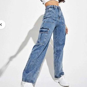 High Waisted Cargo Jeans